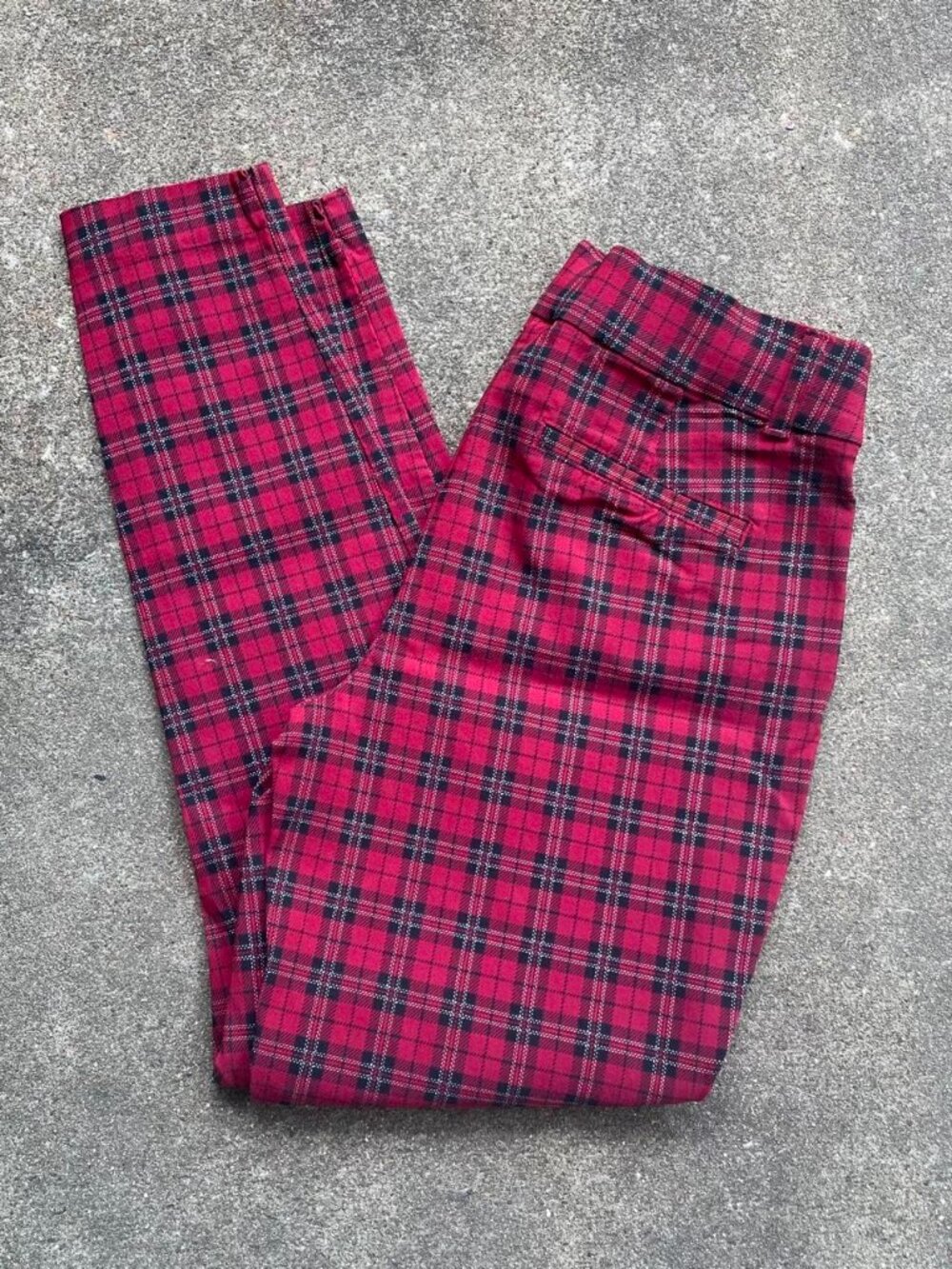 Maurices Red Black Plaid Scenecore Skinny Pants Women's Medium